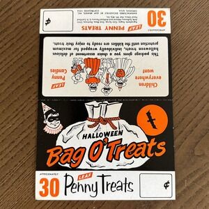 Vintage 1954 Leaf Penny Treats Halloween Bag O Treats Candy Header Card Ephemera